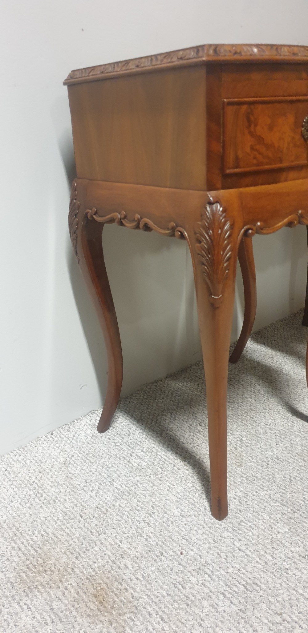 Super Pair Burr Walnut Bedside Lamp Tables View VII