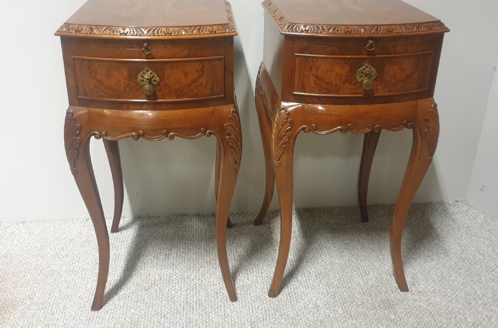 Super Pair Burr Walnut Bedside Lamp Tables View X