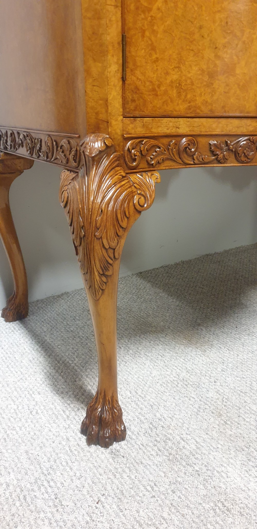 Outstanding Serpentine Burr Walnut Sideboard View IX