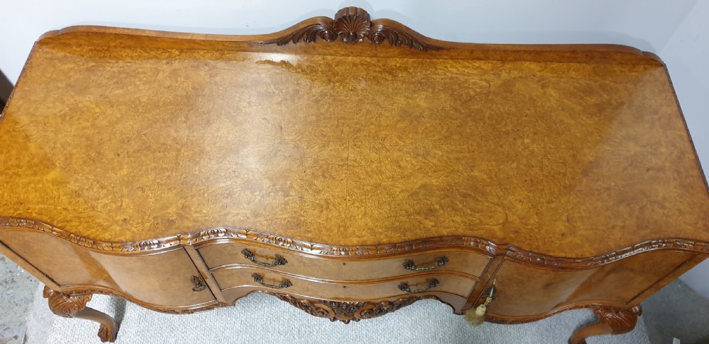 Outstanding Serpentine Burr Walnut Sideboard View XIV
