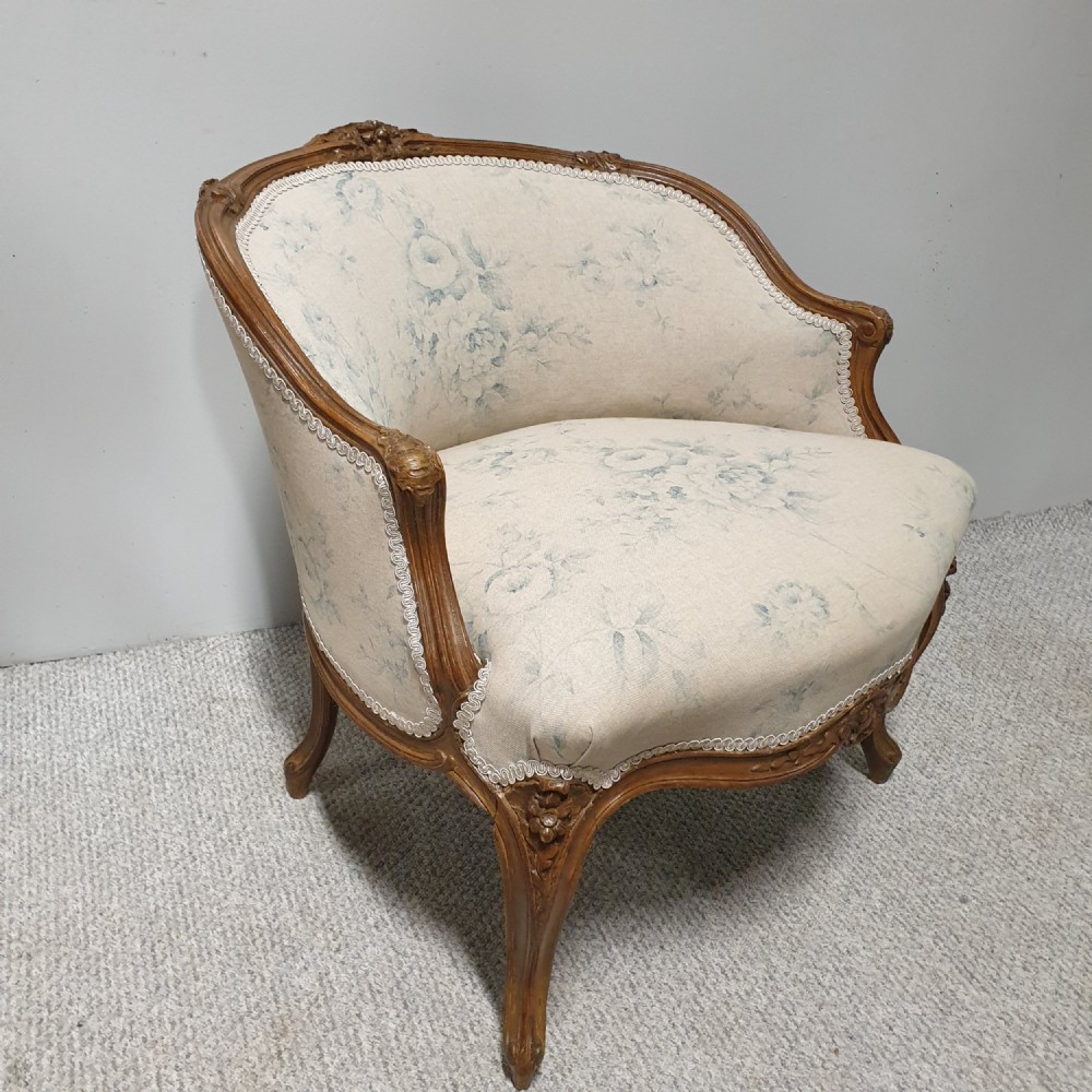 Small French Walnut Tub Chair
