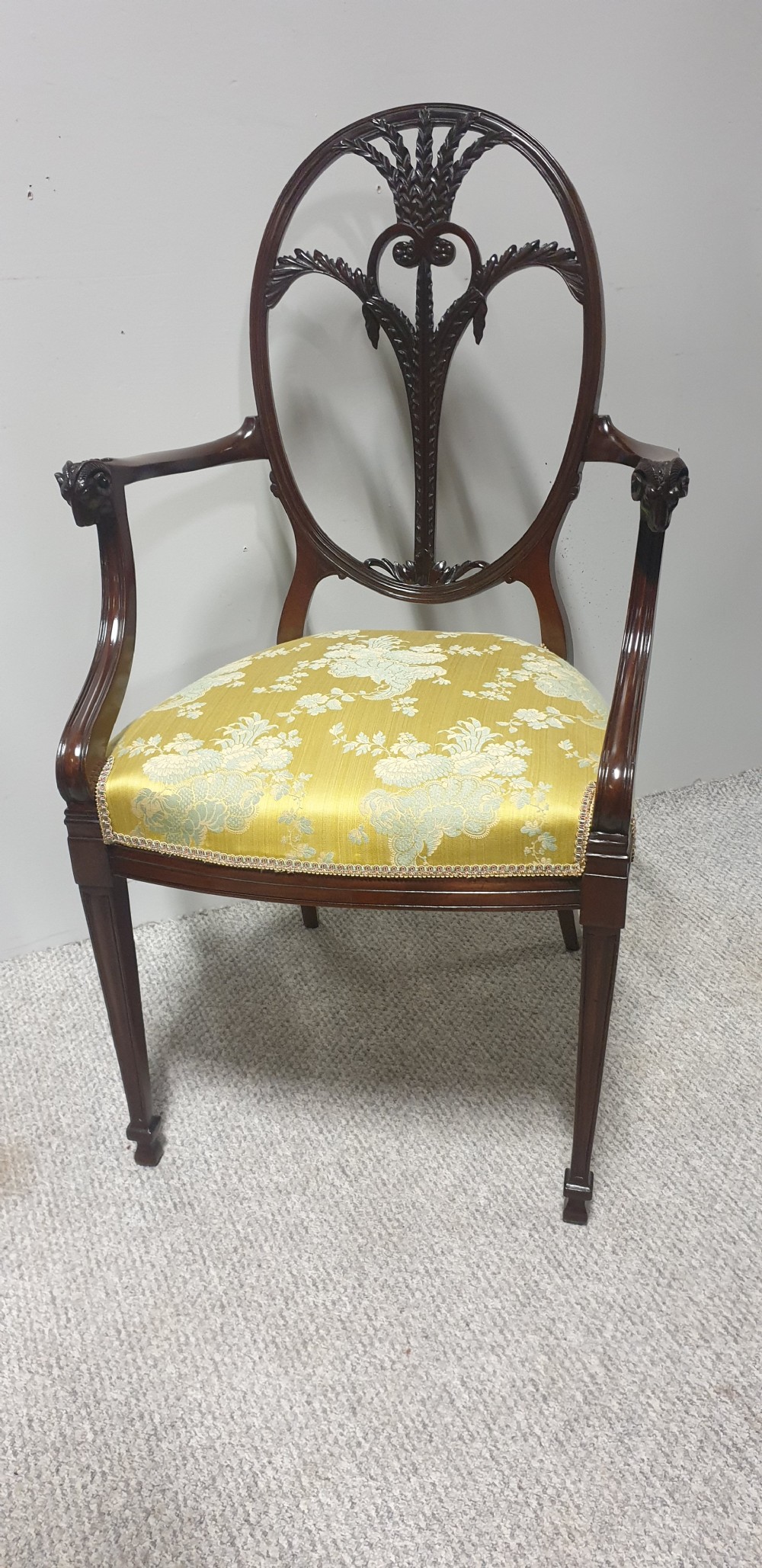 Outstanding Pair Mahogany Elbow Armchairs View V