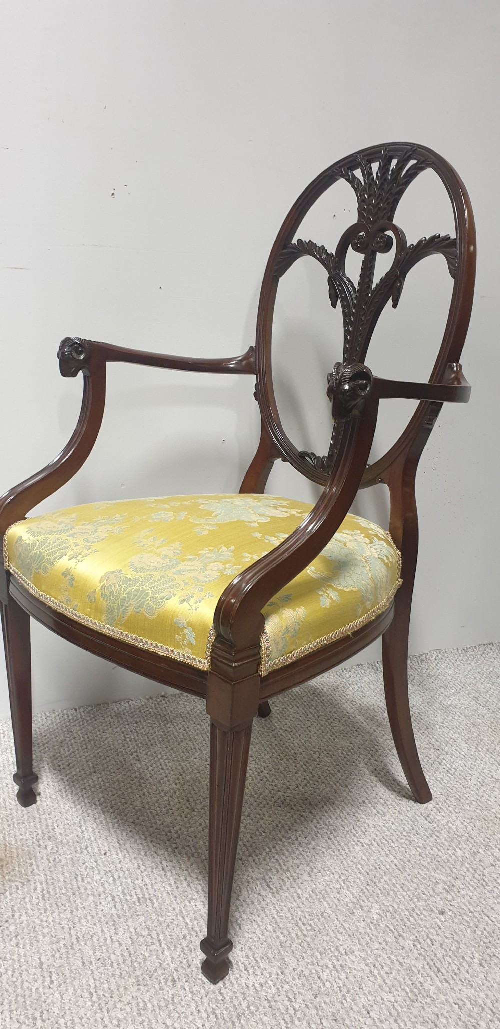Outstanding Pair Mahogany Elbow Armchairs View XIII
