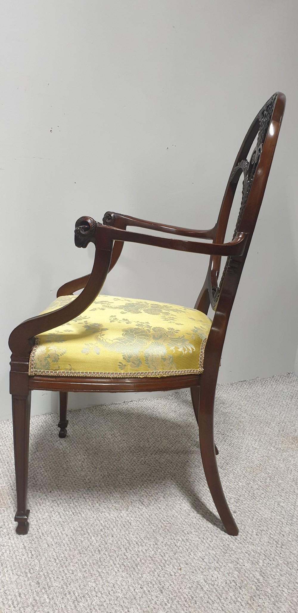 Outstanding Pair Mahogany Elbow Armchairs View XIV