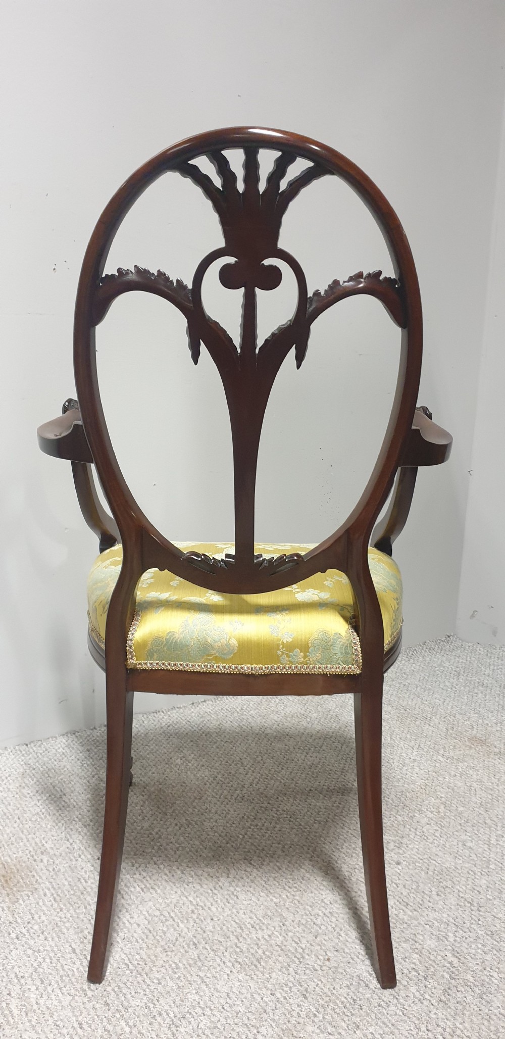 Outstanding Pair Mahogany Elbow Armchairs View XV