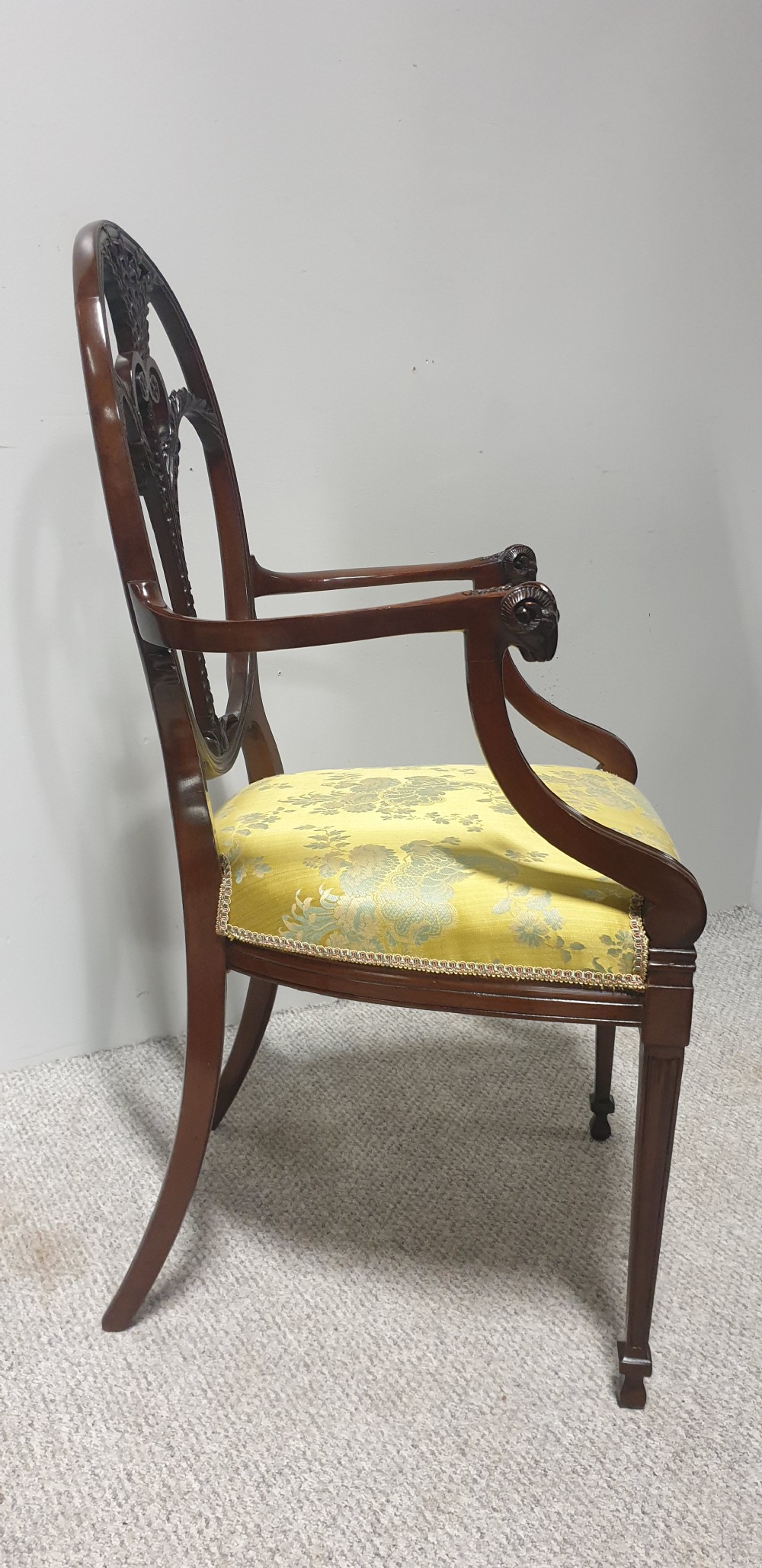 Outstanding Pair Mahogany Elbow Armchairs View XVI