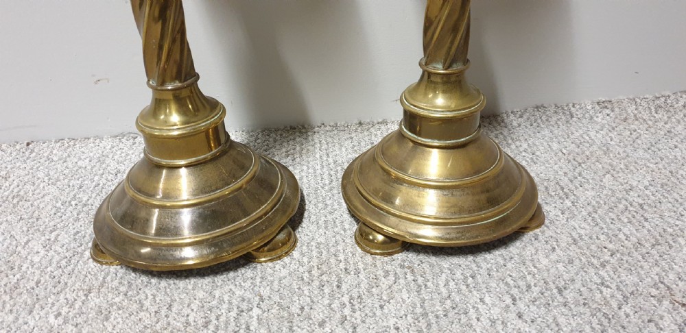 Pair Large Brass Church Candlesticks View IV