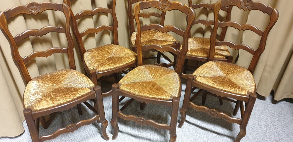 Very Good Set of Six French Oak Kitchen Dining Chairs View VI