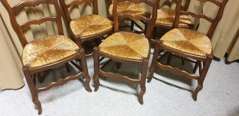 Very Good Set of Six French Oak Kitchen Dining Chairs View VII