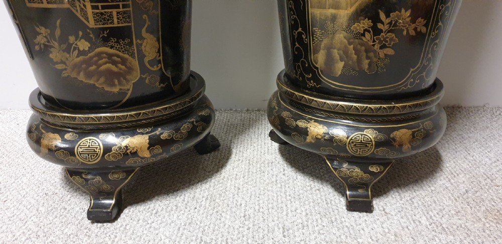 Wonderful Pair of Huge Paper Mache Laquered Vases View IV