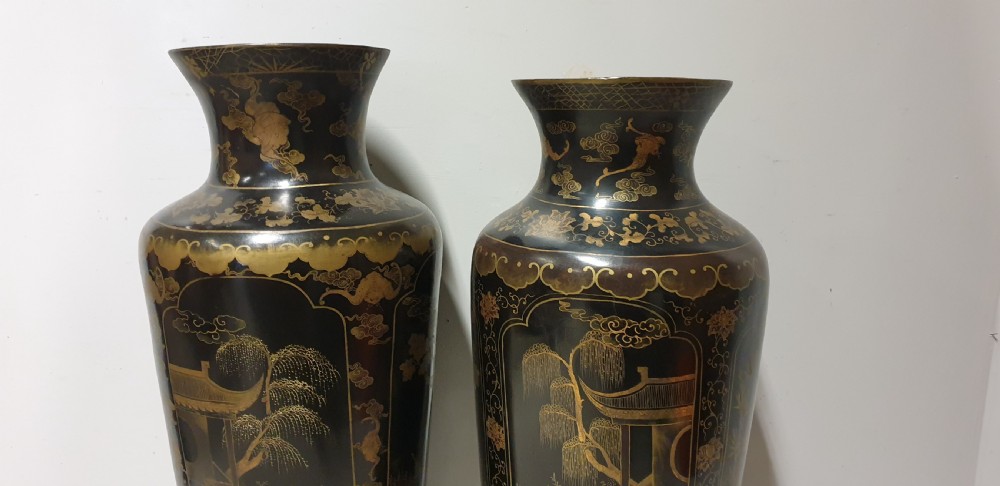 Wonderful Pair of Huge Paper Mache Laquered Vases View VIII
