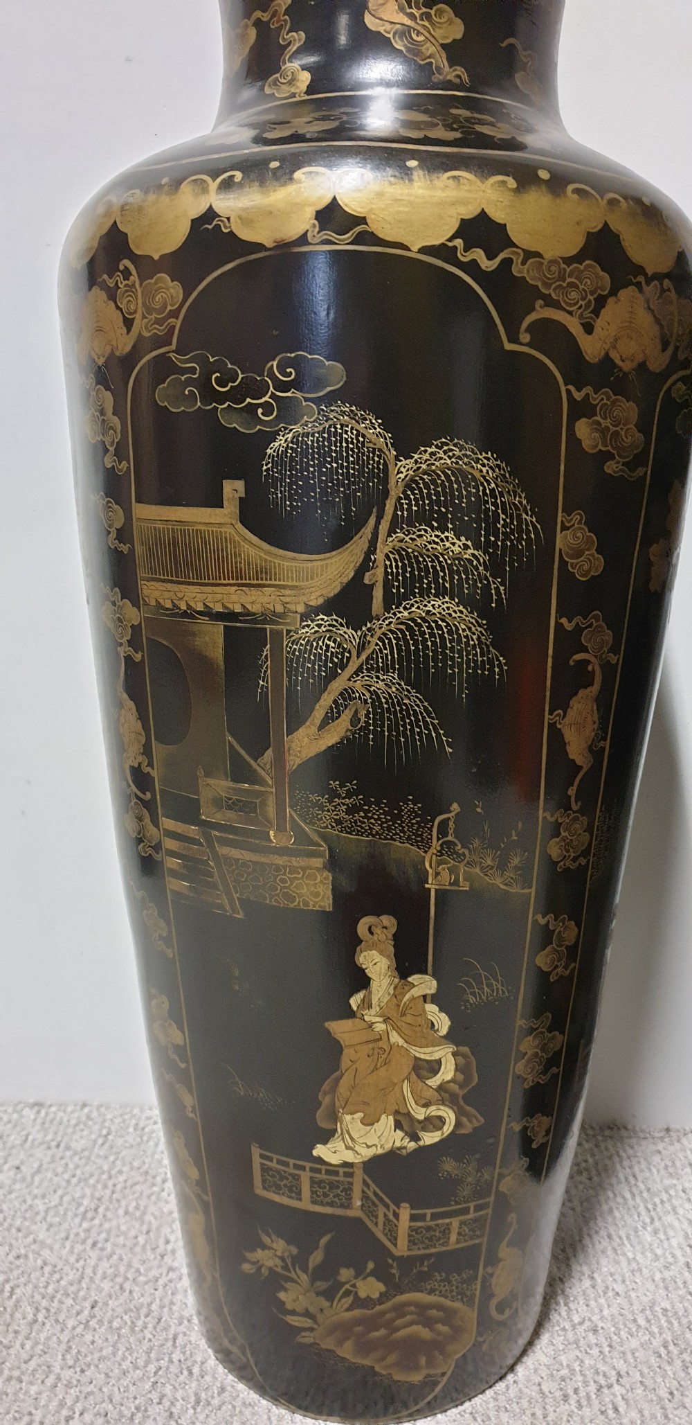 Wonderful Pair of Huge Paper Mache Laquered Vases View X