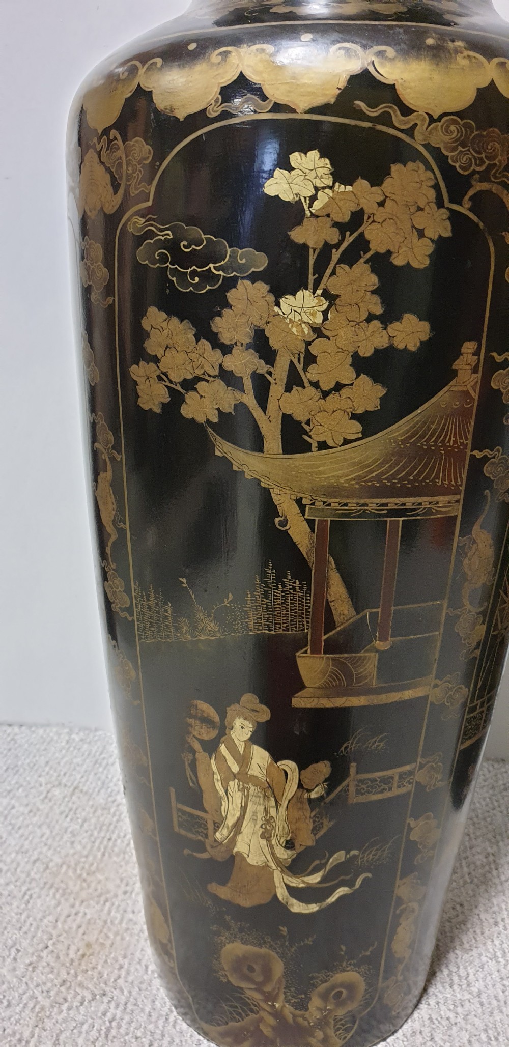 Wonderful Pair of Huge Paper Mache Laquered Vases View XI