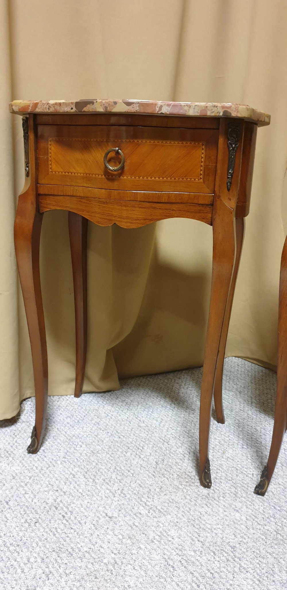 Great Pair French Inlaid Bedside Lamp Tables View III