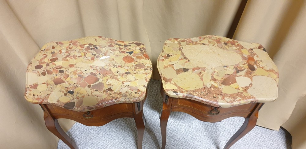 Great Pair French Inlaid Bedside Lamp Tables View VIII