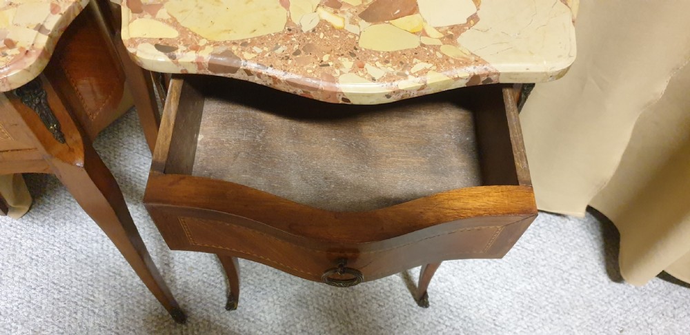 Great Pair French Inlaid Bedside Lamp Tables View IX