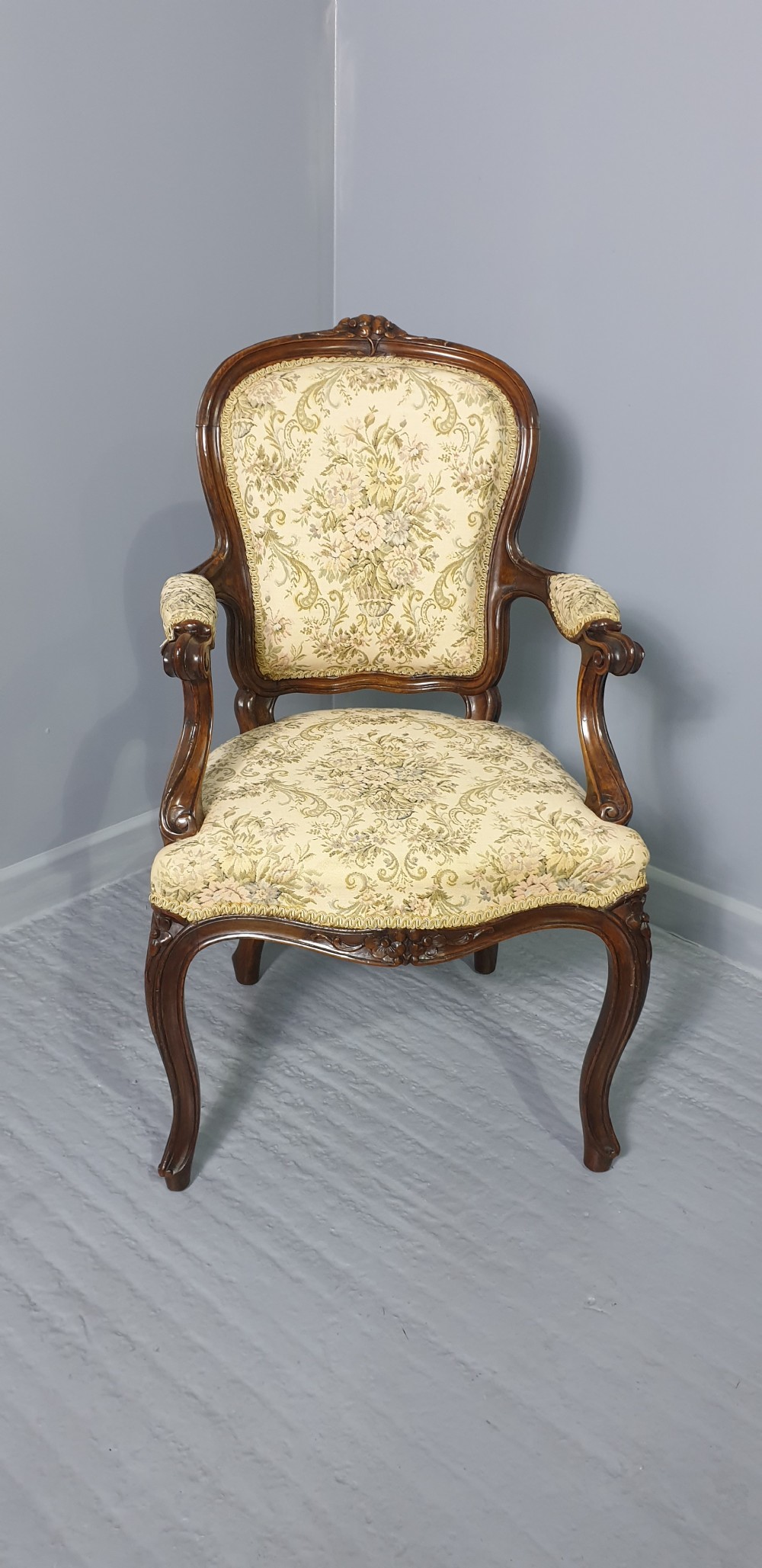 Superb Set Six English Walnut Dining Chairs View IV
