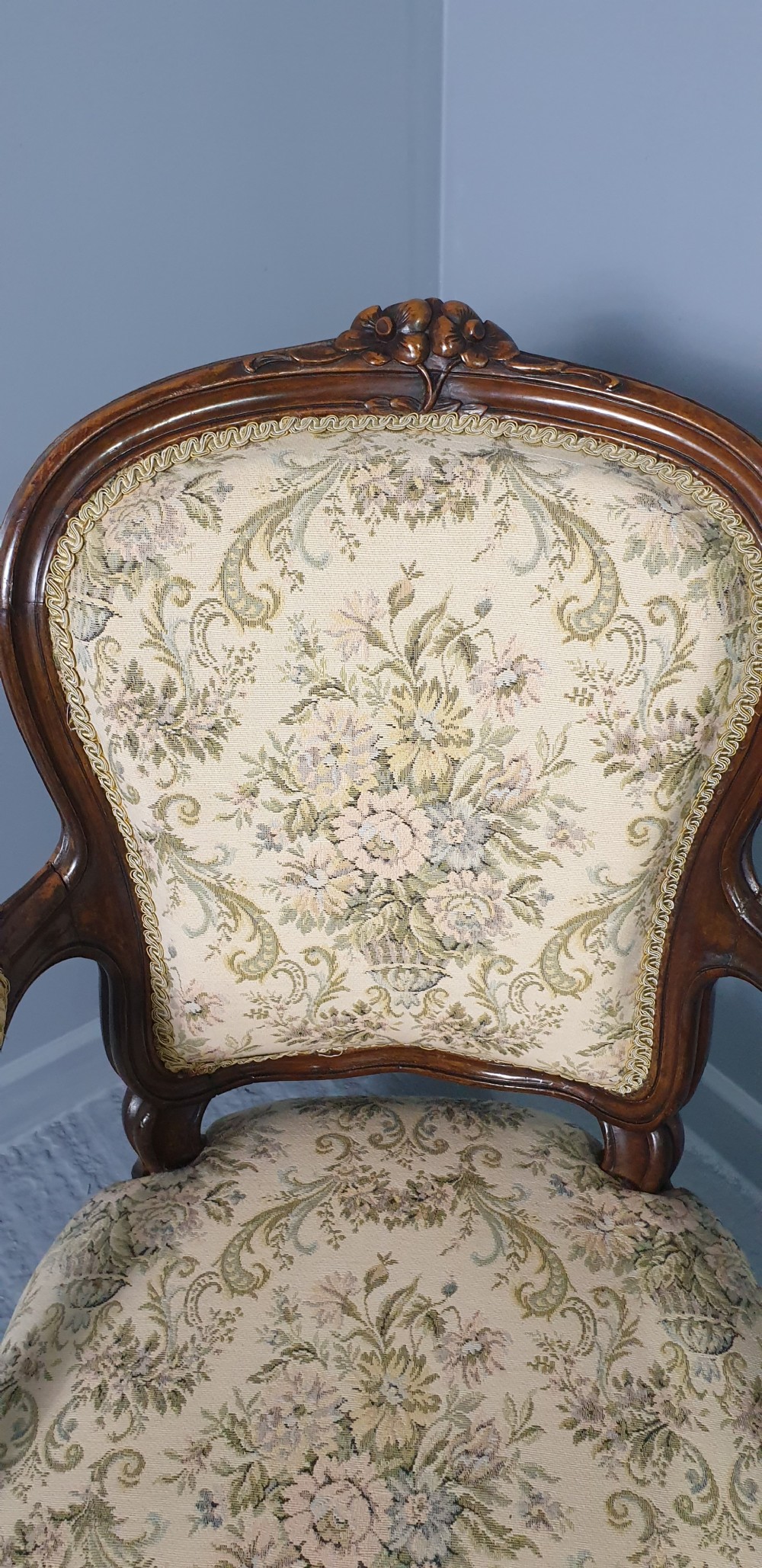 Superb Set Six English Walnut Dining Chairs View VI