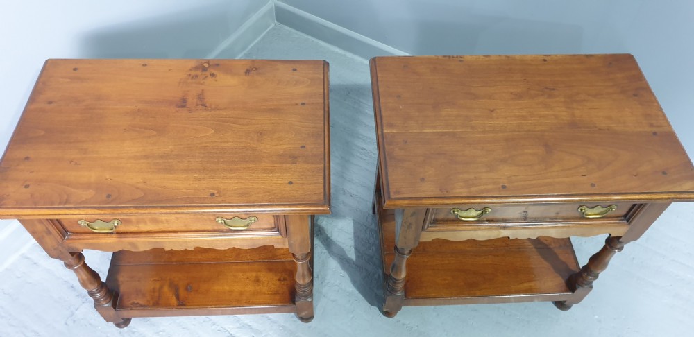 Super Pair Cherry Wood Bedside Lamp Tables View II