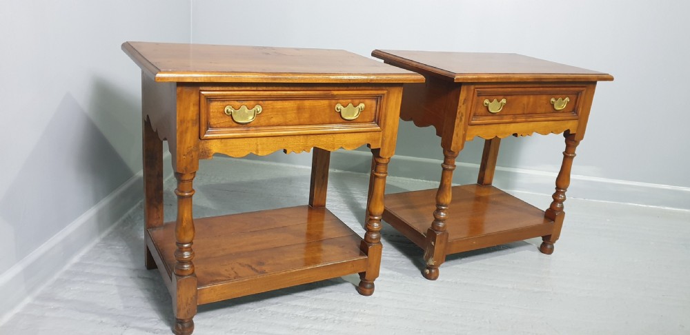 Super Pair Cherry Wood Bedside Lamp Tables View III