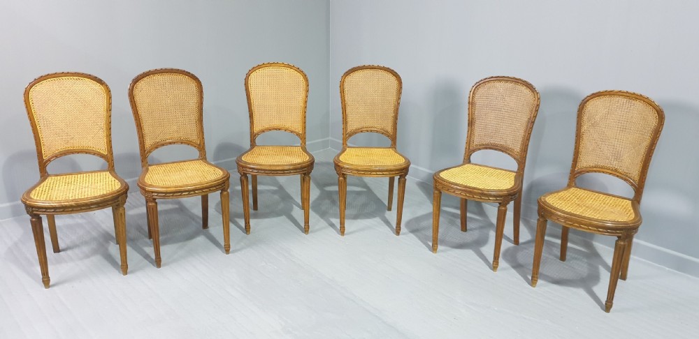 Outstanding Set Six Bergere Dining Chairs View II