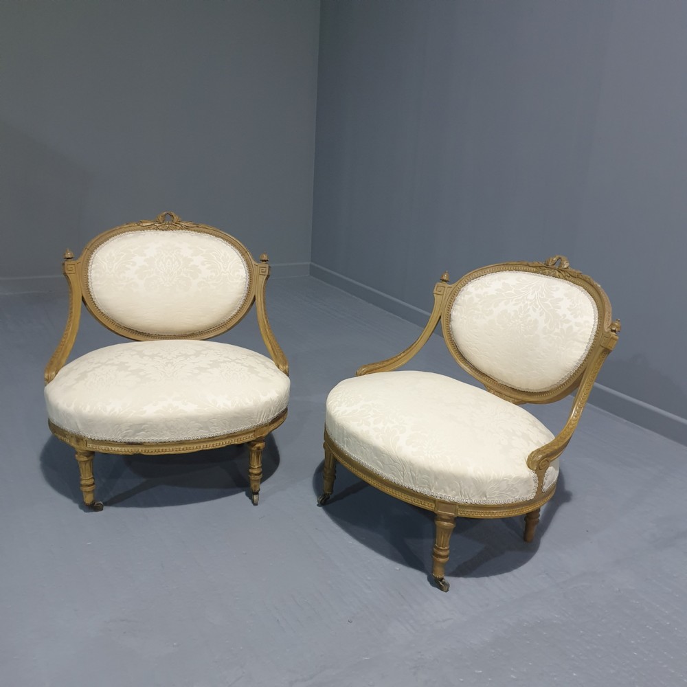 Superb Pair French Painted Chairs