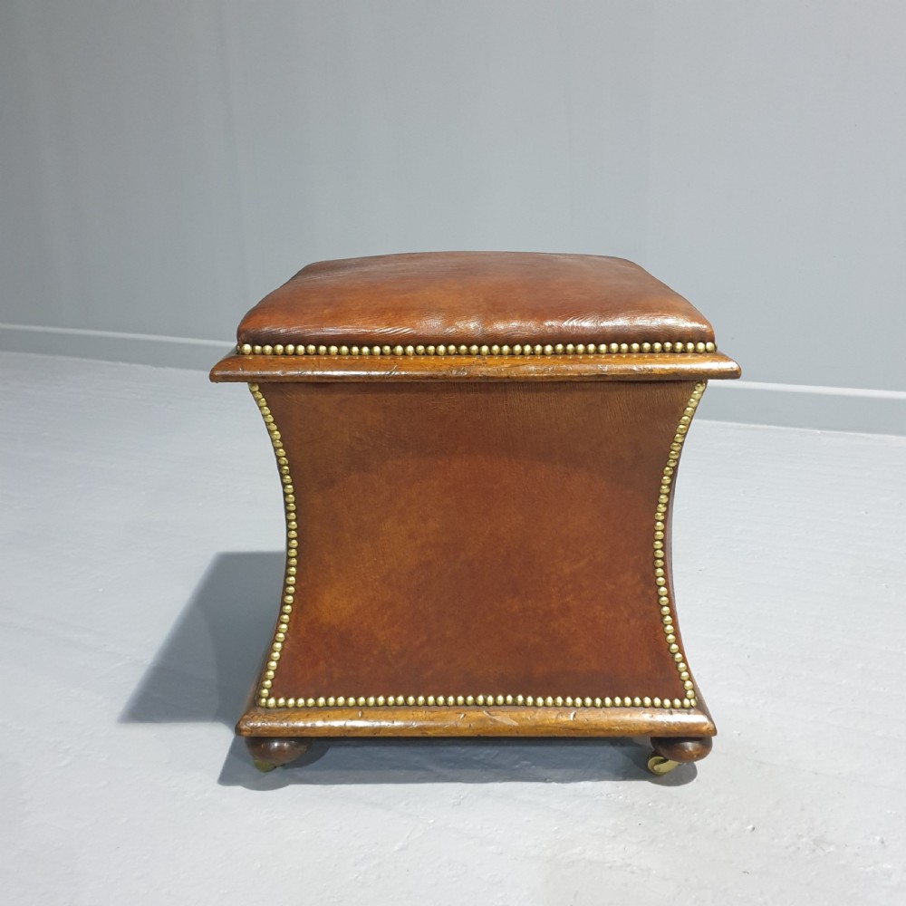 Regency Waisted Leather Ottoman Box View II