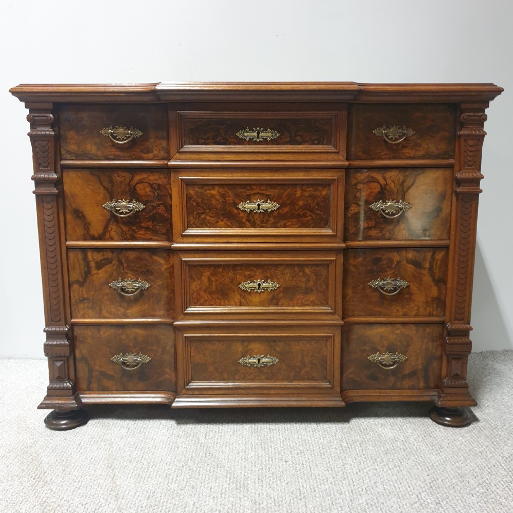 Super Burr Walnut Low Chest of Drawers View II