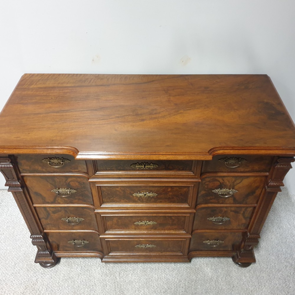 Super Burr Walnut Low Chest of Drawers View III