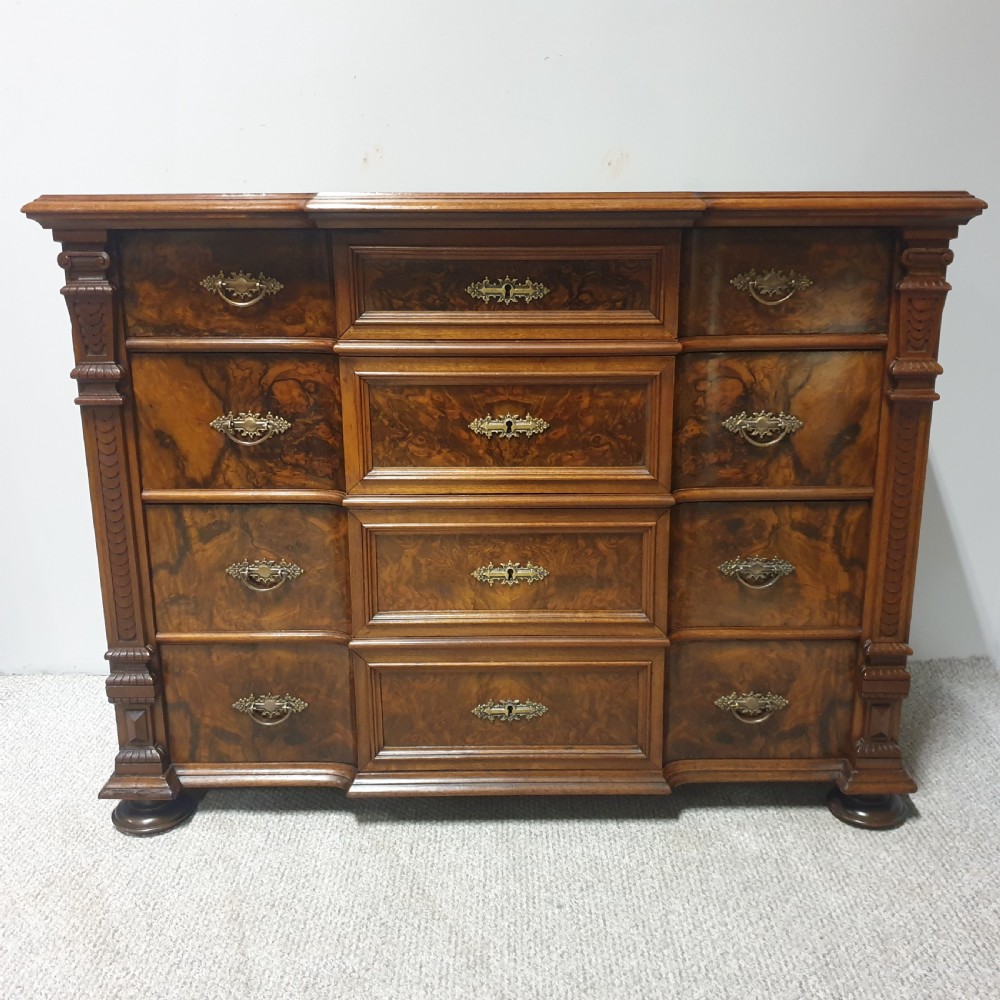 Super Burr Walnut Low Chest of Drawers View IV