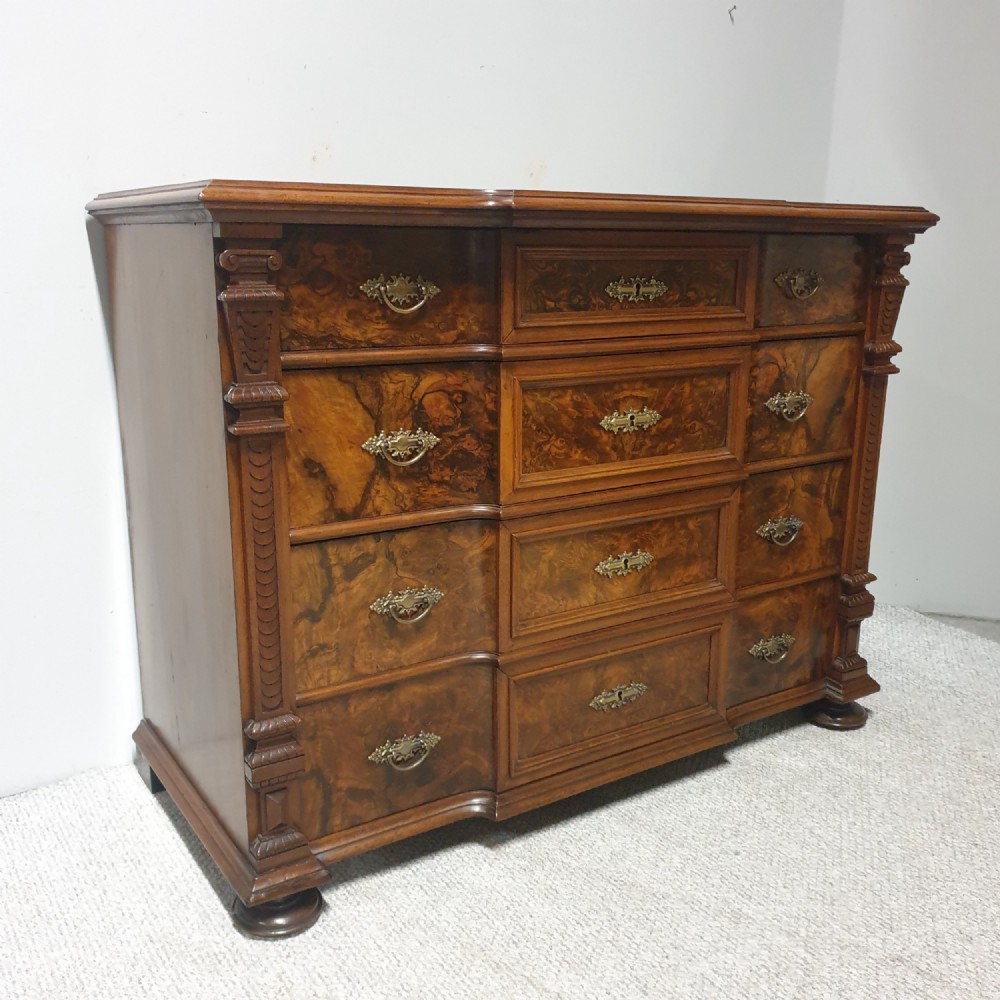 Super Burr Walnut Low Chest of Drawers