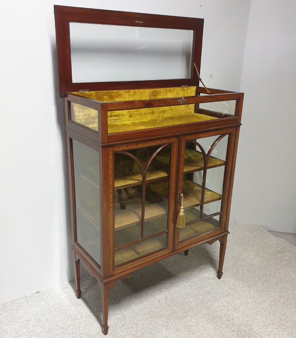 Edwardian Inlaid Bijouterie Display Cabinet View V