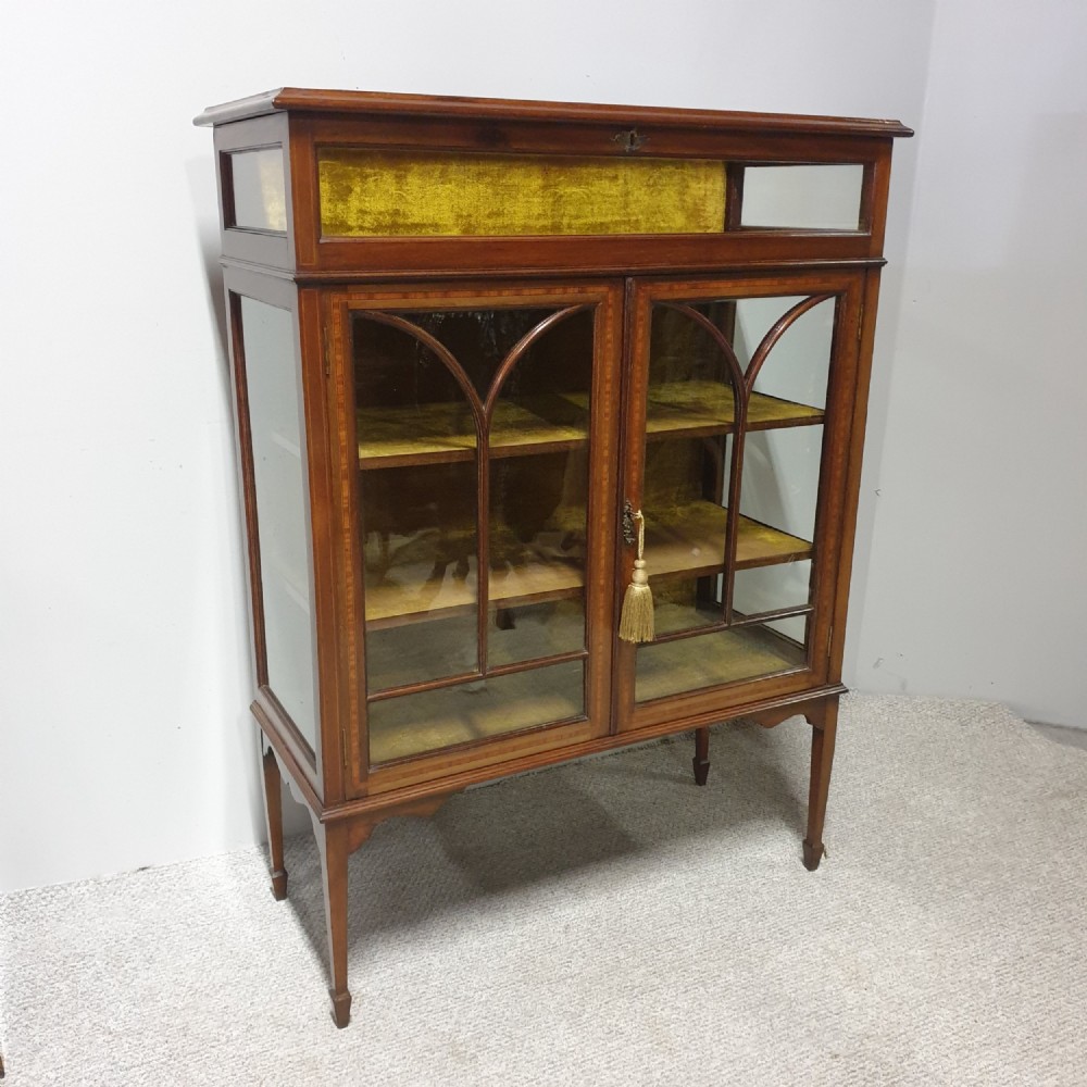 Edwardian Inlaid Bijouterie Display Cabinet