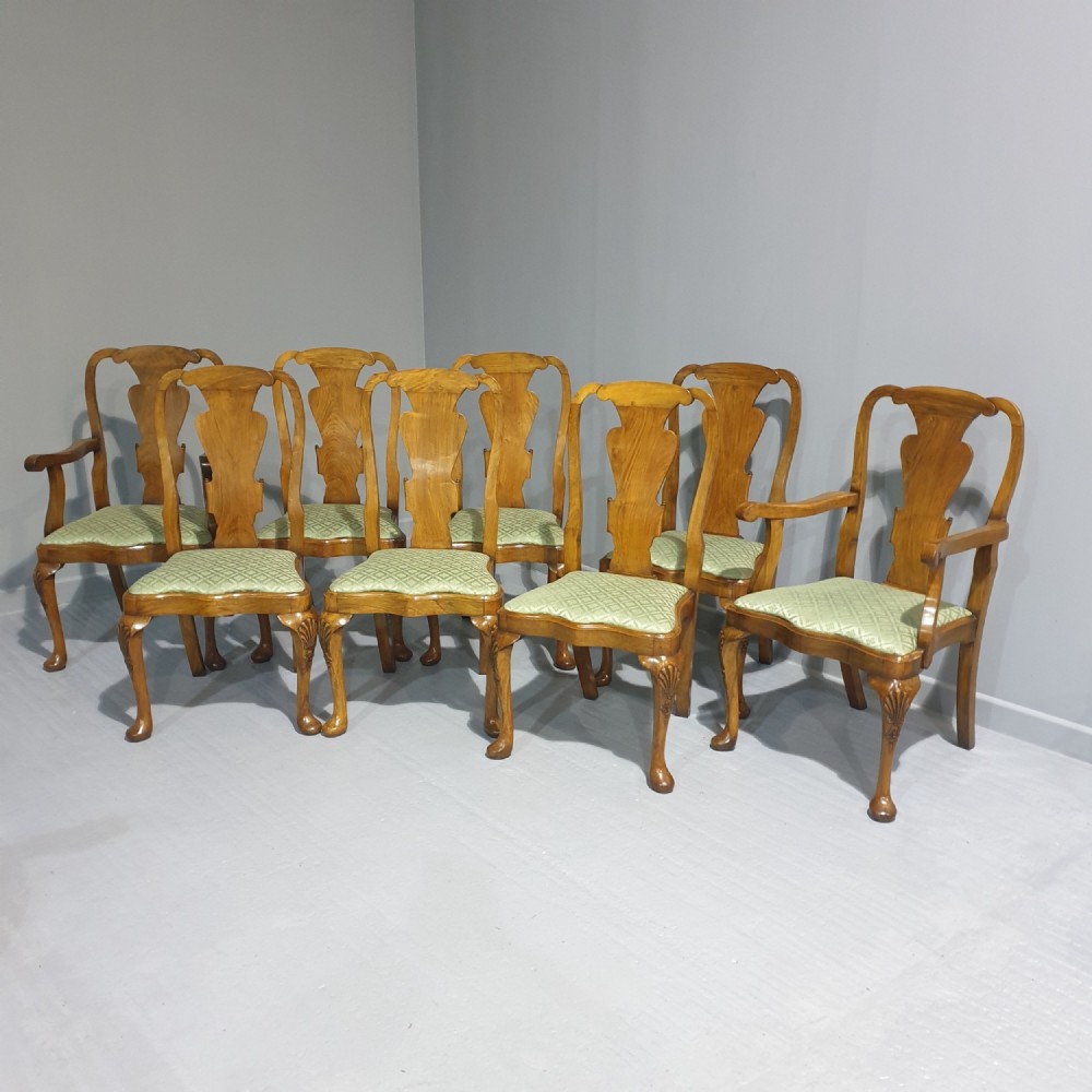 Top Quality Set Eight Solid Walnut Dining Chairs