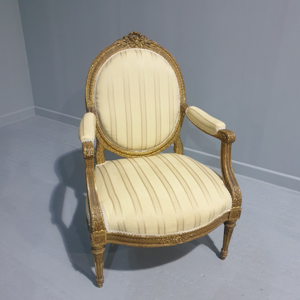 Original French Louis XV Gilt Armchair