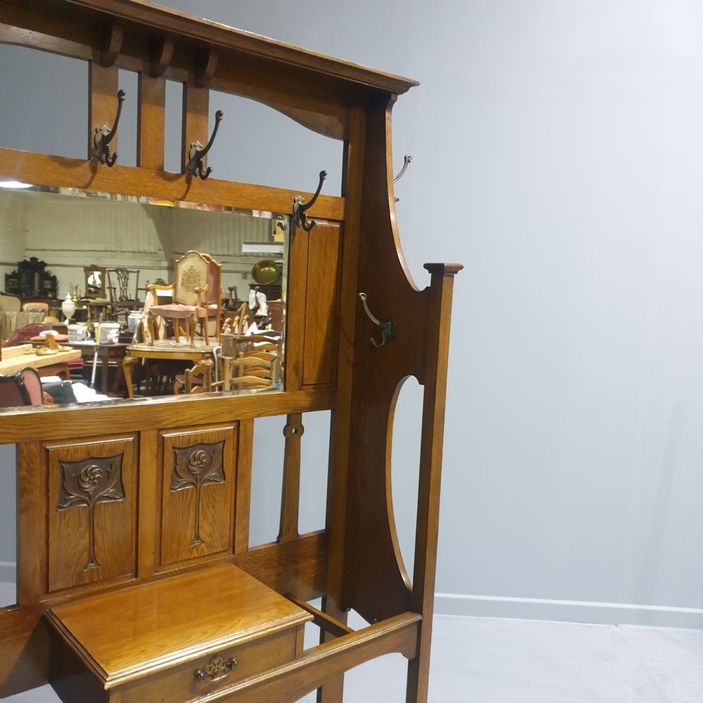 Art Nouveau Oak Hallstand View VIII