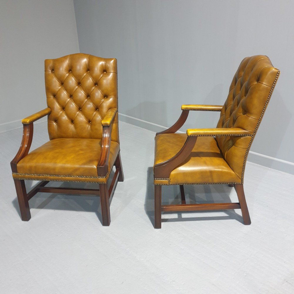 Pair Leather Gainsborough Library Chairs View III