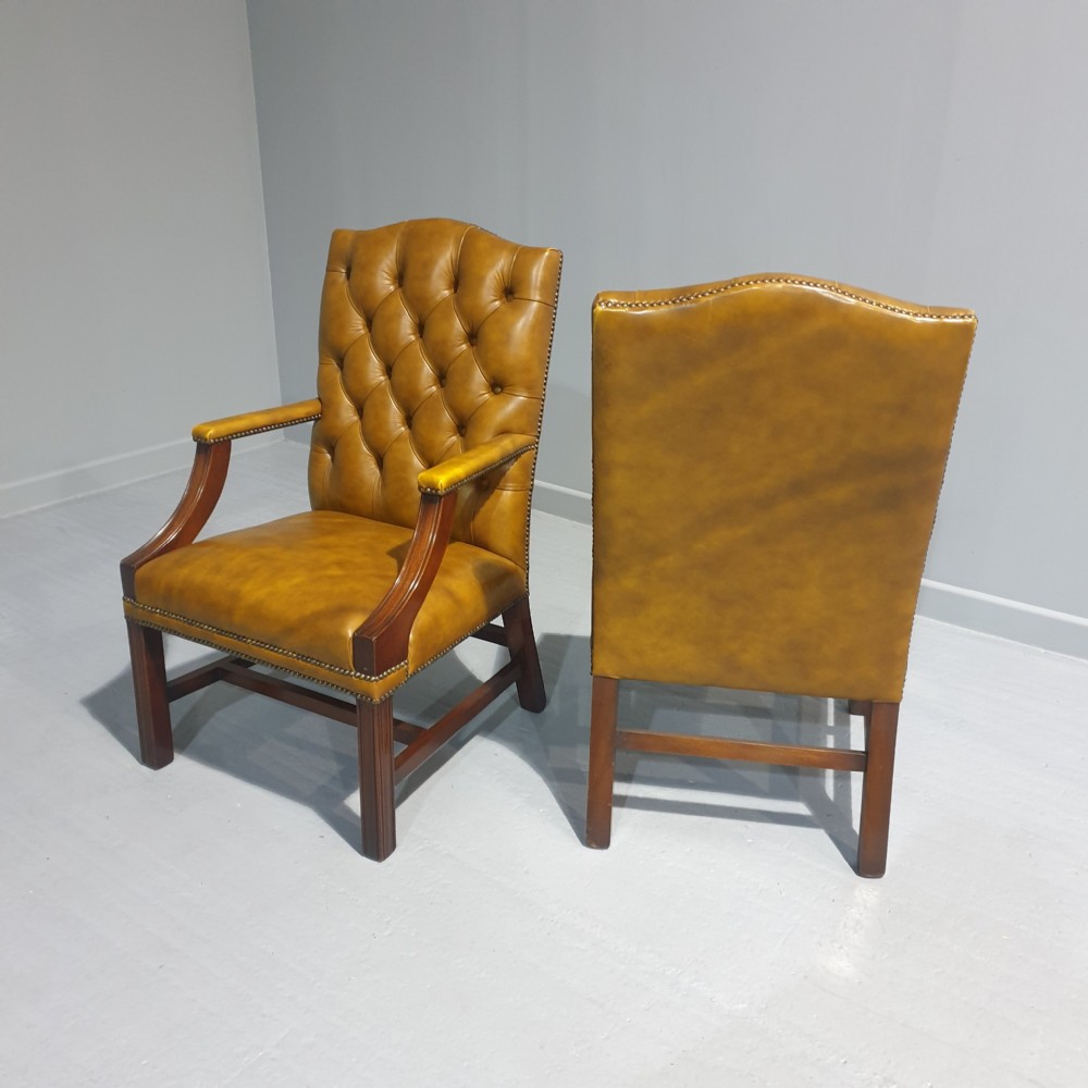 Pair Leather Gainsborough Library Chairs View VI
