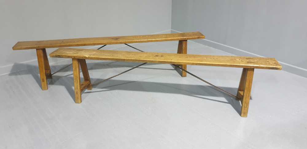 Superb Pair Oak Benches View II