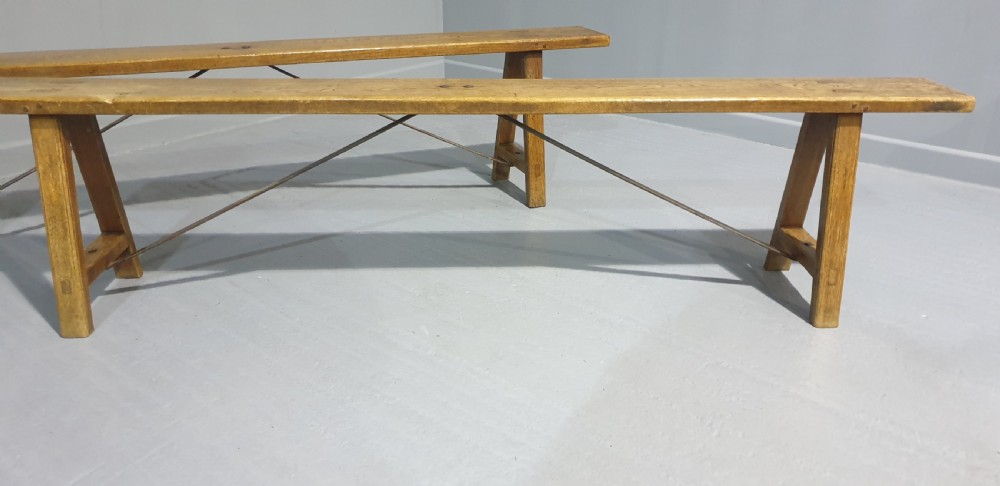 Superb Pair Oak Benches View III