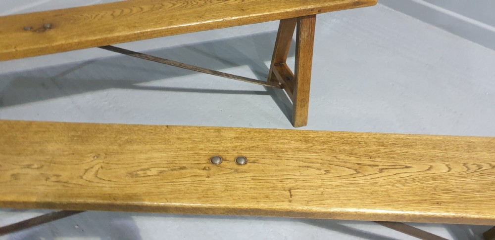 Superb Pair Oak Benches View IV