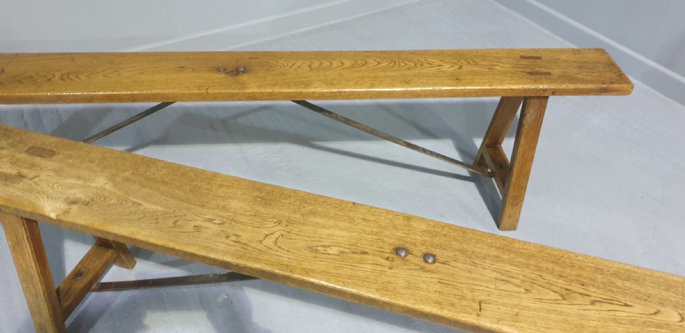 Superb Pair Oak Benches View V