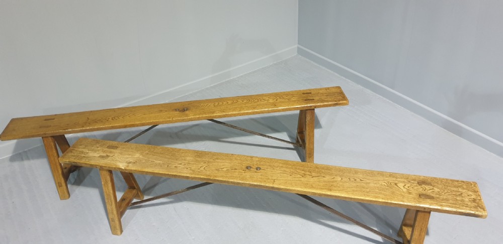 Superb Pair Oak Benches View VII