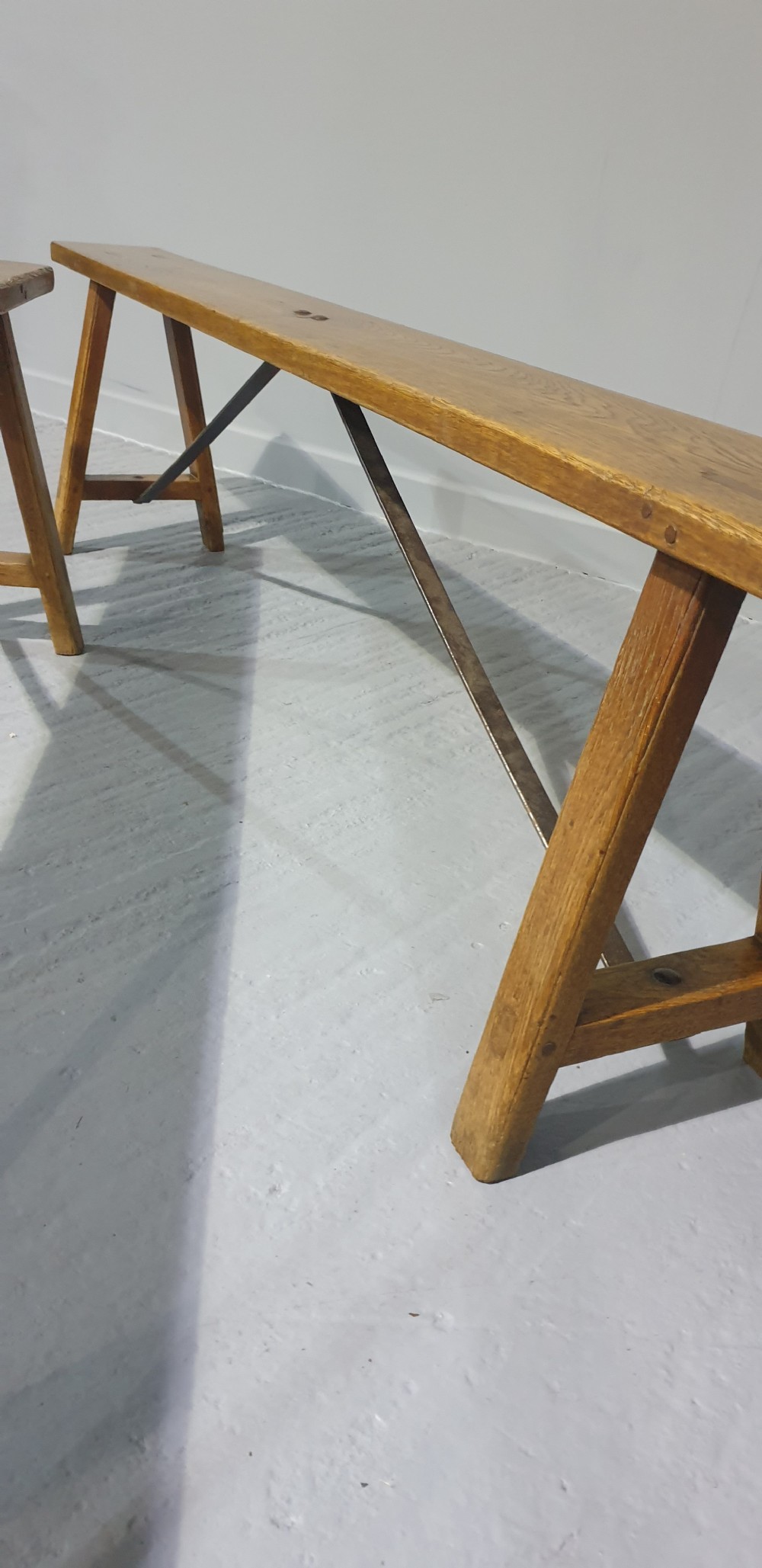 Superb Pair Oak Benches View VIII
