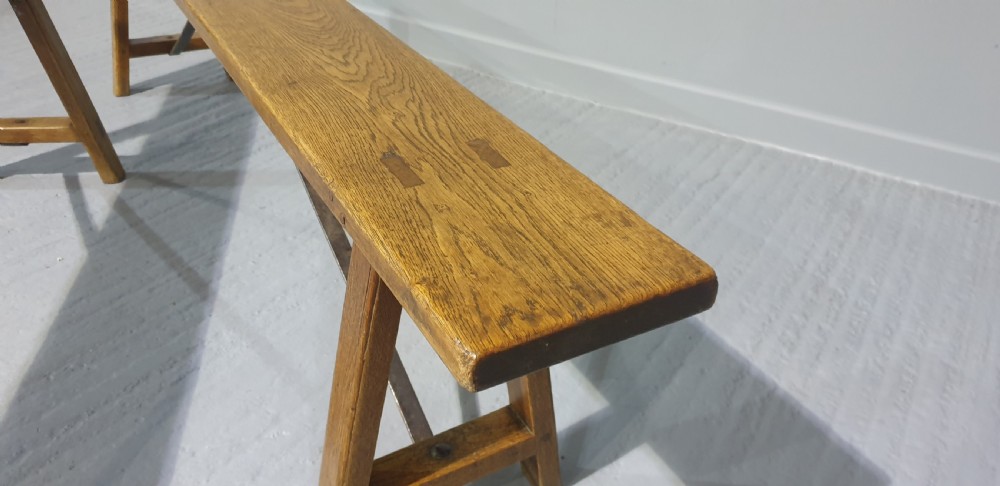 Superb Pair Oak Benches View IX