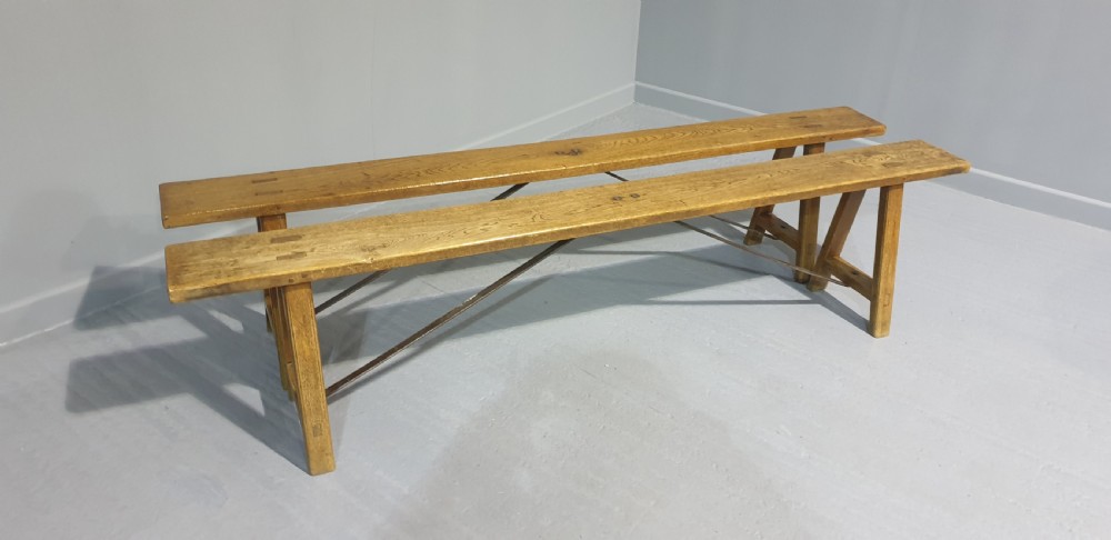 Superb Pair Oak Benches View XI
