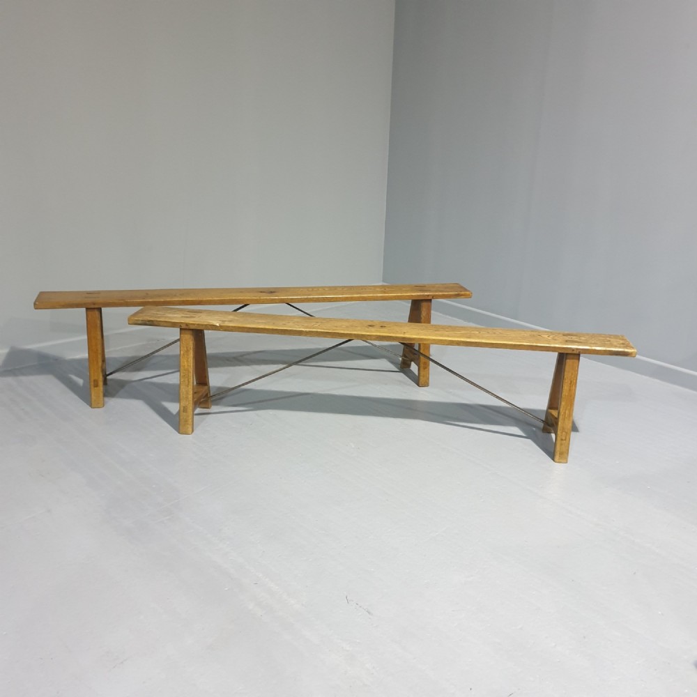 Superb Pair Oak Benches