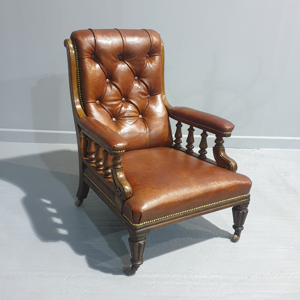 Superb Victorian Leather Library Chair