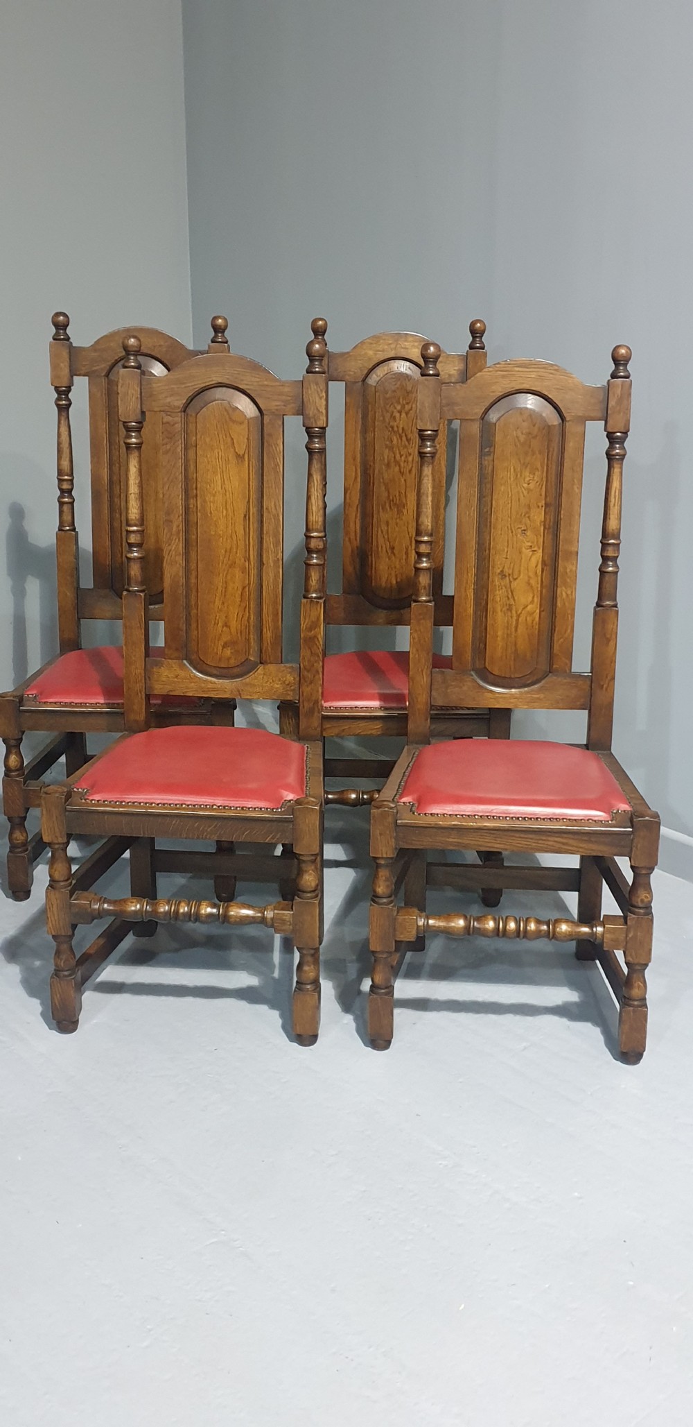 Excellent Set Eight Oak Dining Chairs View VI