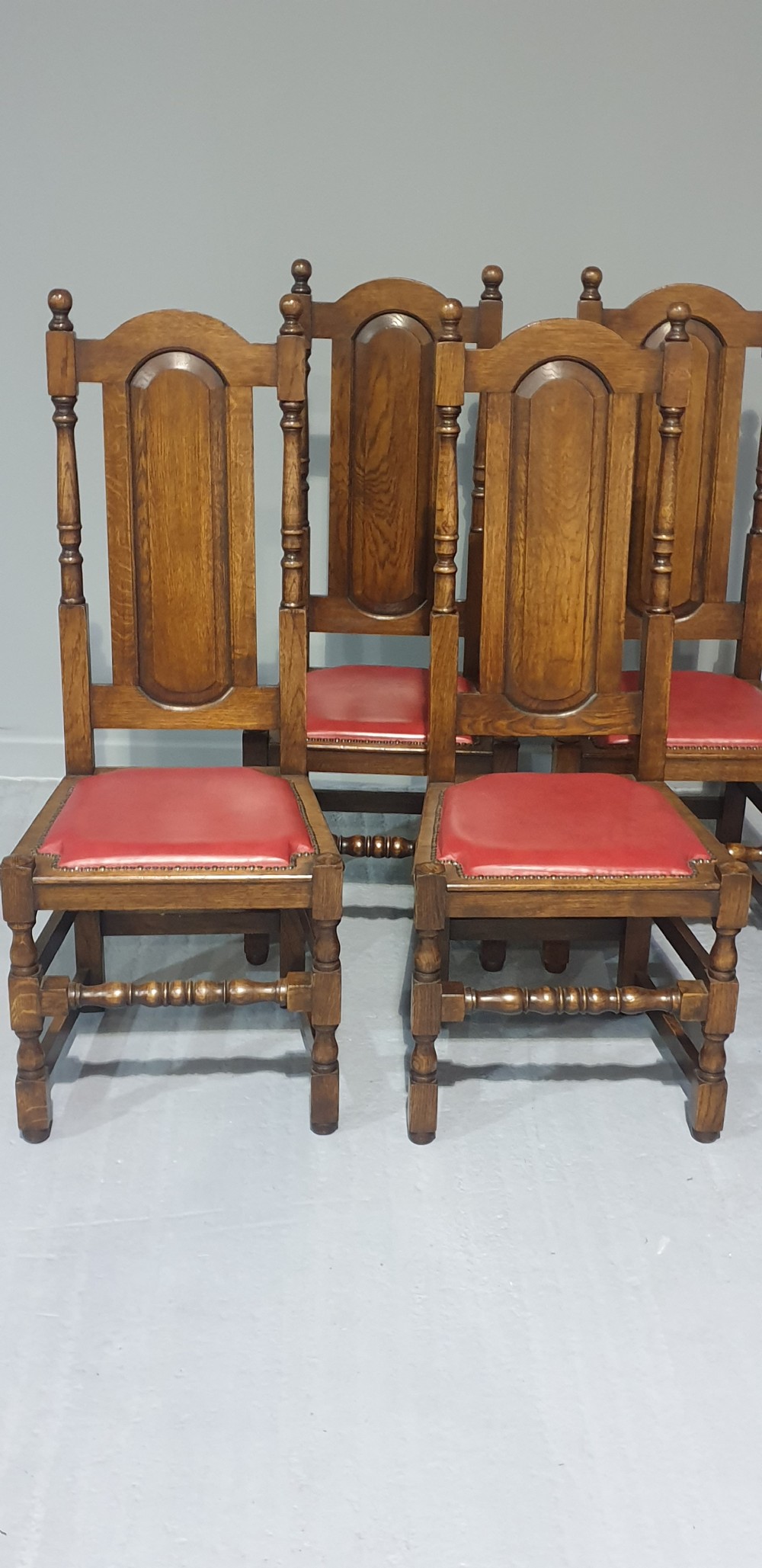 Excellent Set Eight Oak Dining Chairs View VII